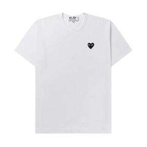 26SS 꼼데가르송 블랙 하트 화이트 공용 반팔 티셔츠 AX T064 051 2