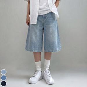 S-3XL 버뮤다 데님반바지 와이드핏 워싱 청반바지 빅사이즈