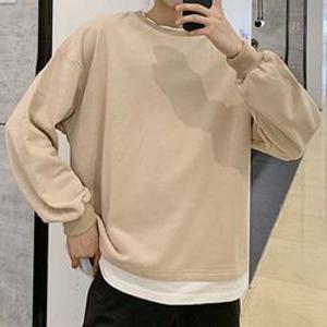SHJ 대학생 캠퍼스룩 솔리드 티셔츠 남여공용 커플룩 긴팔