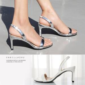 [바닐라슈] 미미즈 소프트애나멜 스트랩 백밴딩 슬링백 샌들(7cm