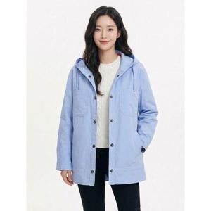 [크로커다일레이디]블루 후드 일체형 코튼 숏점퍼 CLCMJP207