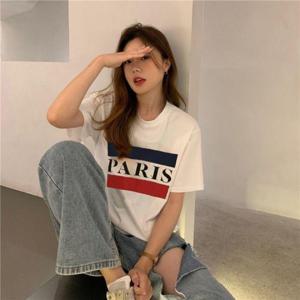 순면 여름용 루즈핏 반팔 티셔츠 여성용 면 반팔티 WFLIG1S