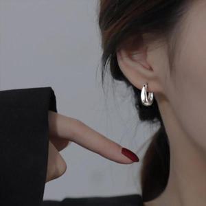[다잇템]여자 데일리 시크 빅볼드 심플 실버 링 귀걸이