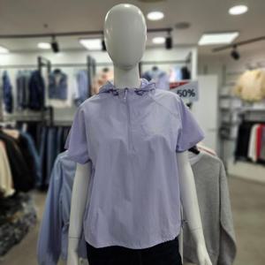 [뱅뱅]봄 여성 우븐 반집업 후드 반팔 티셔츠 CTM137