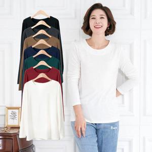[모슬린]엄마옷 7컬러 무지라운드 긴팔티셔츠 515FGH207 마담/중년여성/빅사이즈/50대/60대