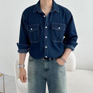 [모노폴로지][1+1/단독] 3컬러 흑청 청남방 오버핏 루즈핏 데님셔츠 가을 연청 진청 댄디룩