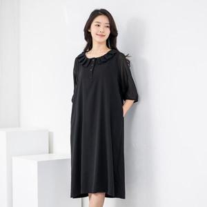 엄마옷 라운드 핀턱카라 비침소매 원피스 614BNM403 중년여성/50대/60대/마담/빅사이즈/할머니옷