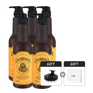 CH6 독일 진저비어 맥주효모샴푸 500ml 5개 (샴푸브러쉬&쇼핑백)
