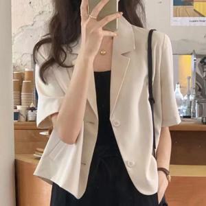 세미크롭자켓 여성 반크롭 투버튼 여름 자켓 1P 데일리 마이 정장