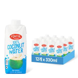 카르타 100% 천연 코코넛 워터 330ml, 12개
