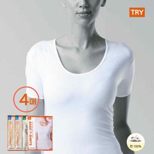 트라이 여성 반팔런닝 면100% 4매입