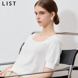 [리스트(LIST)] 우아한 레이디 퍼프 스퀘어넥 니트 풀오버 (택가격: 158000원)