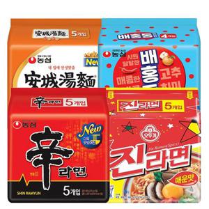 농심 신라면5봉+진라면매운맛5봉+안성탕면5봉+배홍동비빔면4봉_