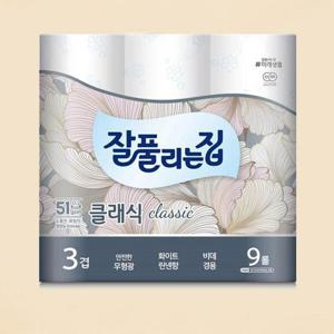 3겹 무형광 두루마리휴지 화장지 9롤 도톰 잘풀리는집