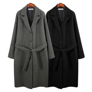 [허밍퍼플]여성용 5991 S 누빔 울 핸드 롱코트 빅사이즈 빅사이즈 겨울 신상 따뜻한 아우터 모직 여성의..