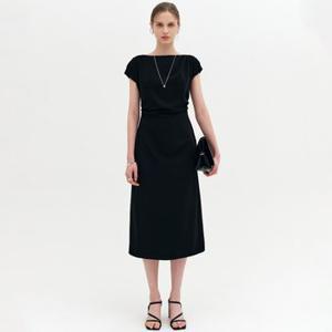 룩캐스트 아멜리 드레이프 라인 드레스_블랙 / AMELIE DRAPE LINE DRESS_BLACK