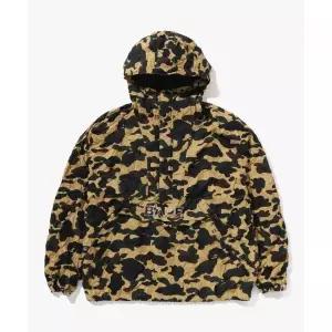 BAPE 크링클 이펙트 퍼스트 카모 하프 집 후드 YELLOW