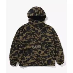 BAPE 크링클 이펙트 퍼스트 카모 하프 집 후드 GREEN