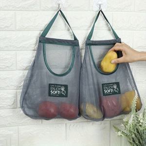 대용량 휴대용 주방 수납 가방 가정용 야채 과일 메쉬 가방 벽걸이 수납 정리함 걸이식 가방