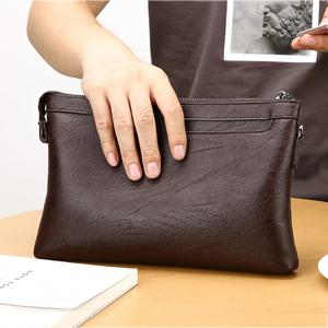 패션 브랜드 디자인 비즈니스 클러치 백 고품질 PU 가죽 봉투 가방 캐주얼 여행 남성용 지갑 핸드폰 포켓