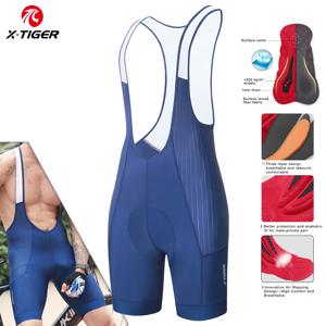 X-TIGER Blue Pro 남성용 사이클링 턱받이 반바지 Bretelle Cyclist MTB Road Tights 자전거 의류 ST-MULTI 쿠션 7시간 라이딩