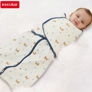 신생아용 얇은 부드러운 코튼 랩 잠옷 침낭, 통기성 아기 배넷저고리 담요, 0-3m, 남아 여아