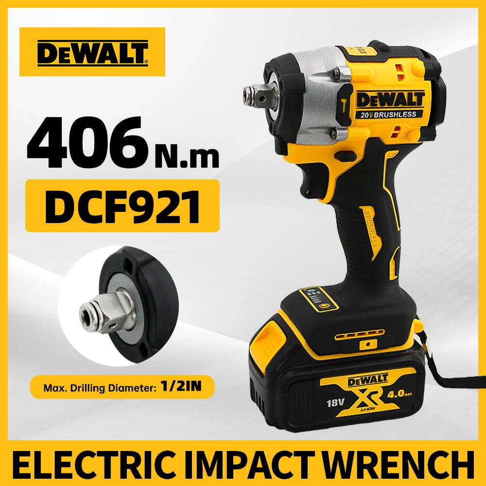 디월트 DCF921 무선 전동 브러시리스 임팩트 렌치 고토크 LED 라이트 406N.m 경량 전문가용 전동 공구