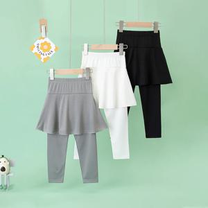 여아용 단색 패션 페이크 투피스 솔리드 컬러 롱 팬츠 스커트 캐주얼 스포츠 다용도 하의 바지 미끄럼 방지 플리츠 스커트