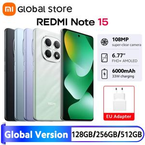 글로벌 버전 신형 샤오미 레드미 노트 15 4G 스마트폰 6GB / 8GB 램 6000mAh 108MP 카메라 6.77인치 AMOLED MTK Helio G100-Ultra 33W