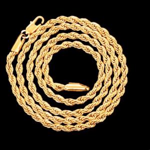 925 실버 도매 고급 45-60cm 18K 골드 4mm 로프 체인 목걸이 여성 남성 패션 웨딩 참 장식 선물 쥬얼리 18-24인치