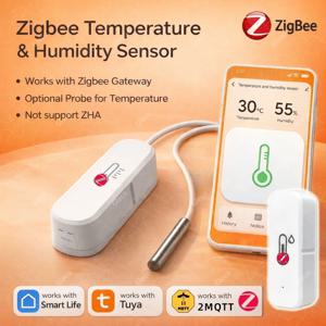 Zigbee 프로브 온도 센서 습도 감지기 TUYA Smart Life 2MQTT 수족관 와인 저장고 냉동고용 온도계 습도계