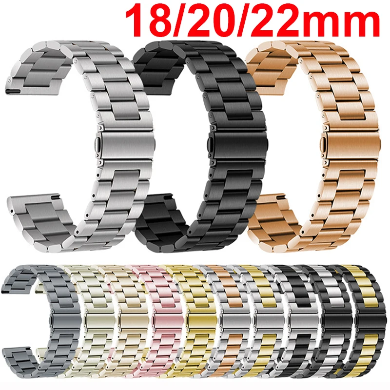 삼성 갤럭시 워치 7/6/5/4/3 40mm 44mm S3 액티브2 화웨이 워치 GT4 GT3 Gt2e용 18mm 22mm 20mm 시계 밴드 스테인리스 스틸 밴드