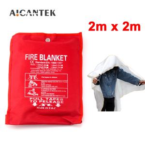유리 섬유 화재 담요, 난연제, 비상 생존 화재 쉘터 안전 커버, 소화기, 2m x 2m