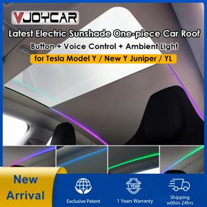 New Y Juniper Model YL 원피스 테슬라 모델 Y 용 파노라마 전기 차양 통합 자동차 지붕 그늘 여름 UV 보호 개폐식 썬 바이저 액세서리 옵션 음성 제어