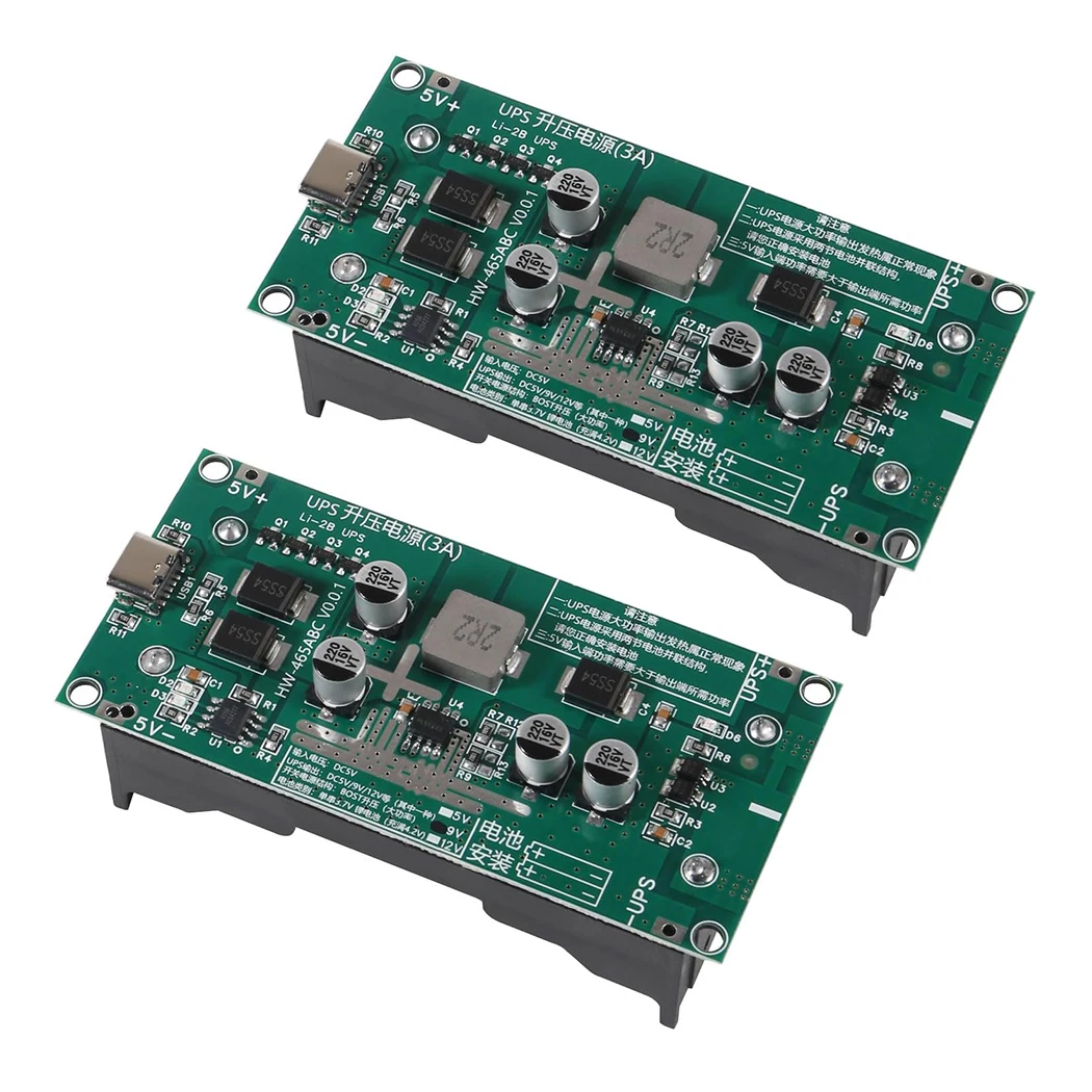 타입-C 15W 3A 5V 9V 12V 고속 충전 UPS 전원 공급 장치 18650 리튬 배터리 충전 모듈 DC-DC 스텝업 부스터 컨버터