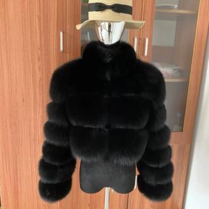 여성용 리얼 폭스 퍼 숏 코트, 스탠드업 칼라, 겨울 여성용 천연 퍼 재킷, 하이웨이스트 스타일, 라쿤 퍼 코트, 럭셔리