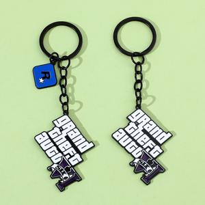 창의적인 금속 가죽 자동차 키체인 GTA5 게임 테마 키링 Auile 키체인 액세서리
