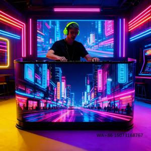 라이브 쇼 풀컬러 곡면 P3.91 실내/외 광고용 DJ 부스 테이블 LED 디스플레이 스크린 (뮤직 페스티벌용)