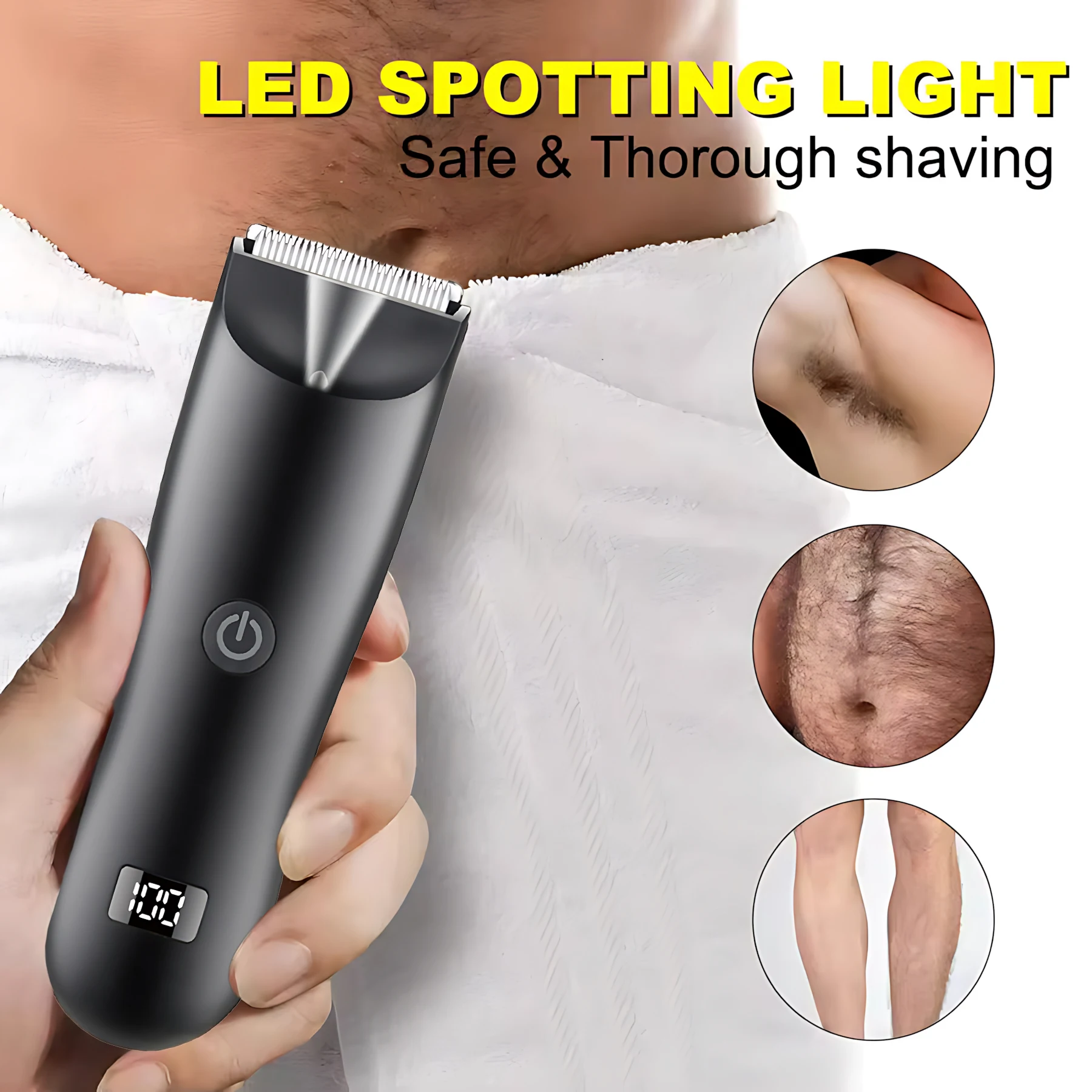 남성용 트리머 면도기 수염 정리기 겨드랑이 가슴털 트리머 전문가용 바버 LED 디스플레이 충전식 제모기
