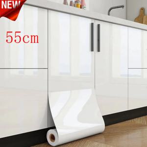 55cm 너비 고광택 PVC 벽지 방수 벽 스티커 욕실 테이블 주방 자체 접착 스티커 가구 장식