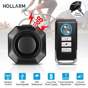 Hollarm 무선 자전거 진동 알람 USB 충전 자전거 알람 도난 방지 오토바이 보안 감지기 사이클링 도난 방지 시스템