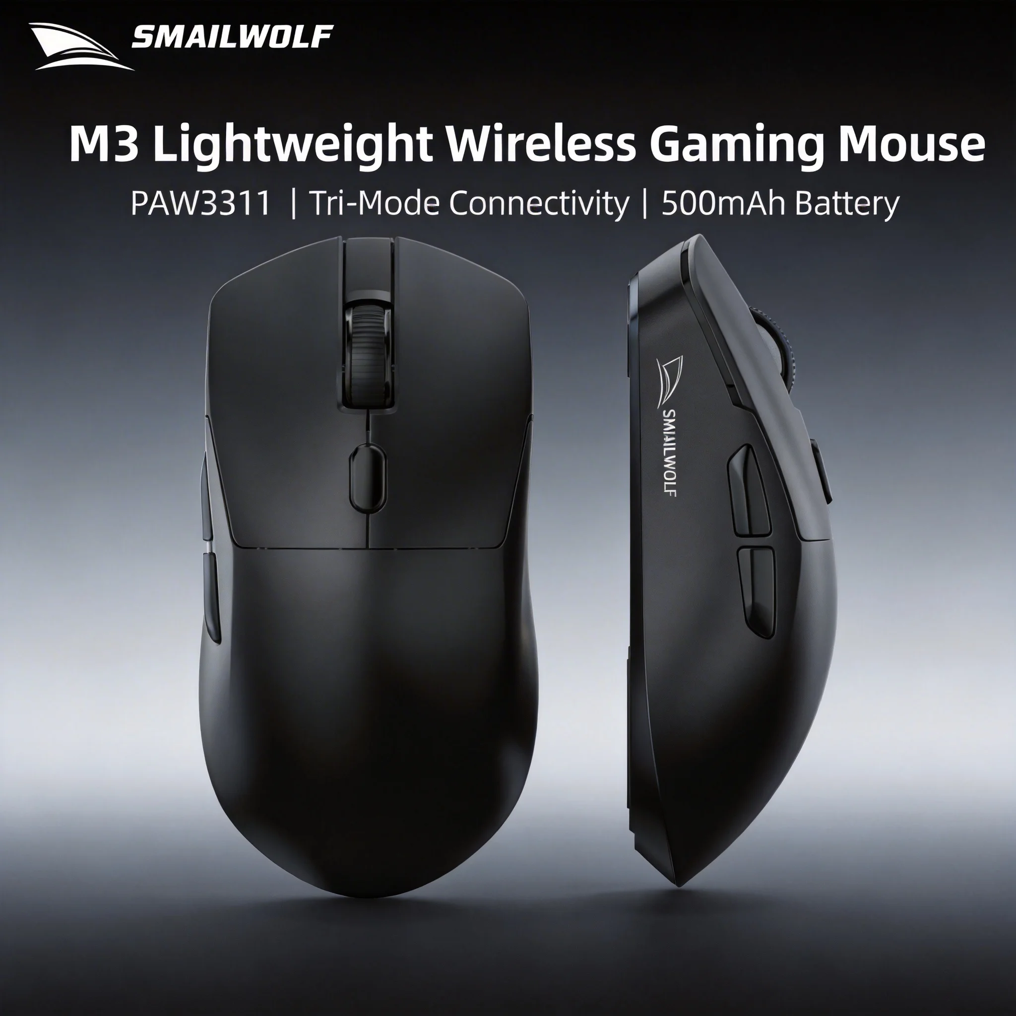 SMAILWOLF M3 인체공학적 게이밍 마우스 트라이 모드 PAW3311 광학 센서 12000 DPI 1000Hz PC 노트북 게이머를 위한 경량 디자인