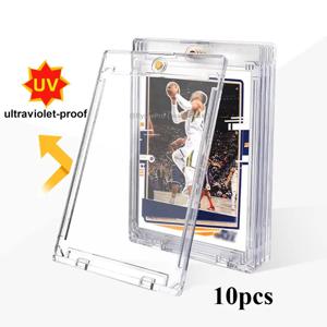 10개입 투명 카드 홀더 35pt 자석식 스포츠 카드 디스플레이 케이스 TCG 농구용 하드 플라스틱 보호 슬리브