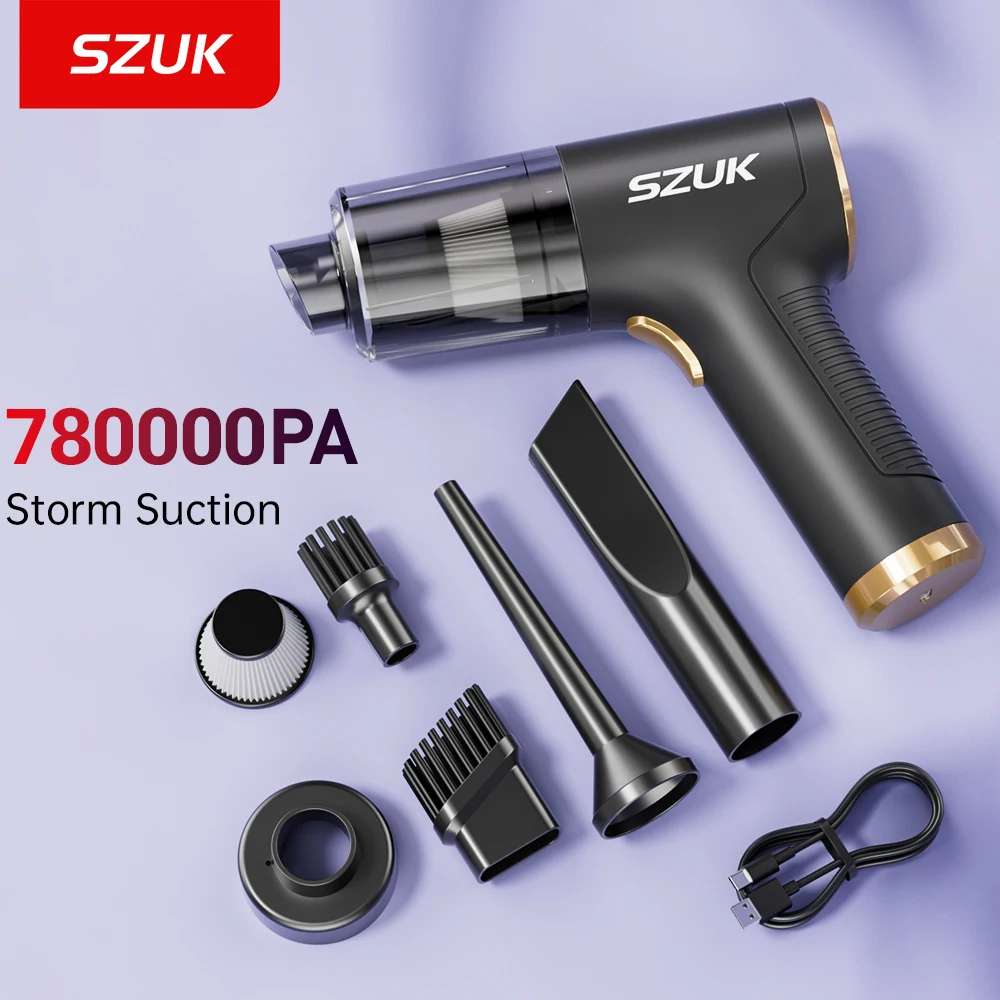 SZUK 780000PA 미니 진공 청소기, 2025 강력한 휴대용 진공 청소기, 가정용 무선 진공 청소기, 핸드헬드 미니 에어 블로어, 차량용 진공 청소기 차량용 청소기 초강력 무선청소기 차량용 청소기 미니청소기 유선청소기 진공청소기핸디청소기 소형청소기