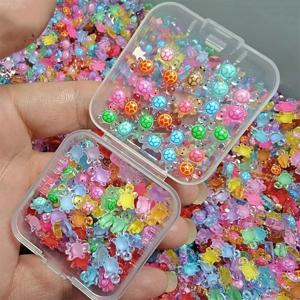 100Pcs 만화 3D 빛나는 거북이 DIY 나이트 글로우 미니 수지 동물 도파민 컬러 미니어처 인형 요정 정원 장식