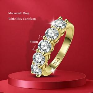 1.0mm-3.5mm 라운드 브릴리언트 컷 모이사나이트 웨딩 링 하프 이터니티 밴드 925 실버 랩 다이아몬드 웨딩 링 인증서 포함