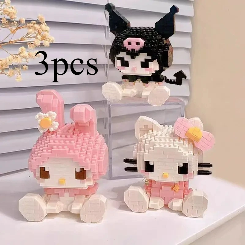KEEPPLEY Sanrio Anime 헬로 키티 마이 멜로디 시나모롤 폼폼푸린 쿠로미 빌딩 블록 소녀 아이 휴일 크리스마스 선물