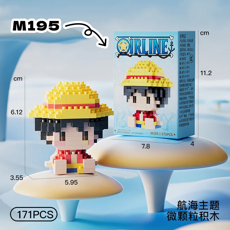 새로운 원피스 태양신 니카 루피 마이크로 액션 블록 쵸파 에이스 버기 3D 애니메이션 모델 조립 미니 브릭 피규어 장난감 선물용