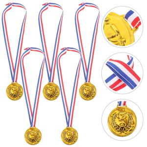 5Pcs 어린이 경쟁 메달 금도금 스포츠 상 어린이를위한 보상 상품 파티 게임 교실 인센티브 장식