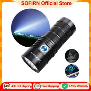 SOFIRN SP36 Pro 4*SST40 전구 EDC 강력한 Anduril 2.0 8000lm 랜턴 3*18650 5V/3A USB C 충전식 손전등 축광기5000k-6500k 450m 범위 IPX8 방수 후레쉬 충전식 토치 LED 작업등